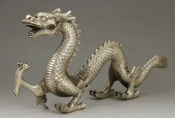 

CHINESE OLD BIG WHITE COPPER HANDWORK CARVING DRAGON STATUE