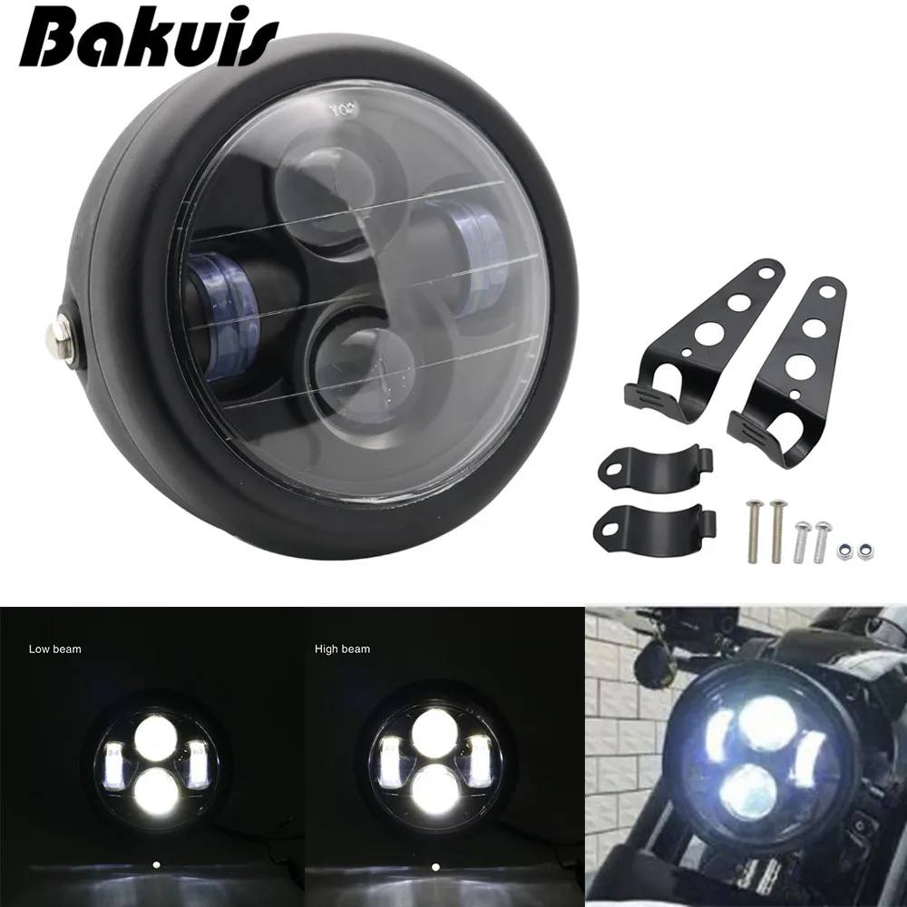 

6.5inch Motorcycle LED Headlight Hi&Lo HeadLamp Bulb DRL With Angel Ring for motor Sportster Cafe Racer Bobber