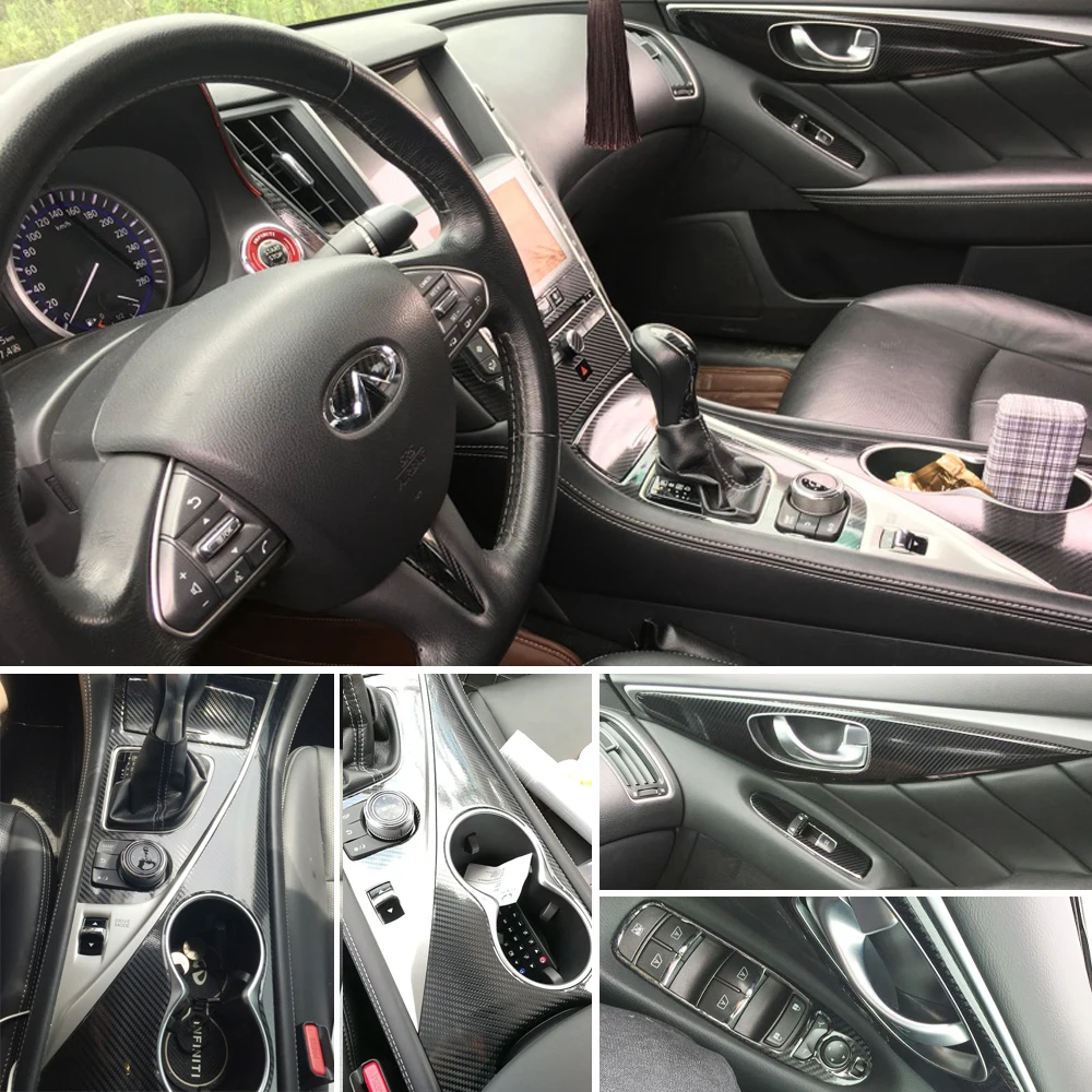 Для Infiniti Q50 Q60 2014 2018 внутренняя панель управления ручка двери 5D наклейки из