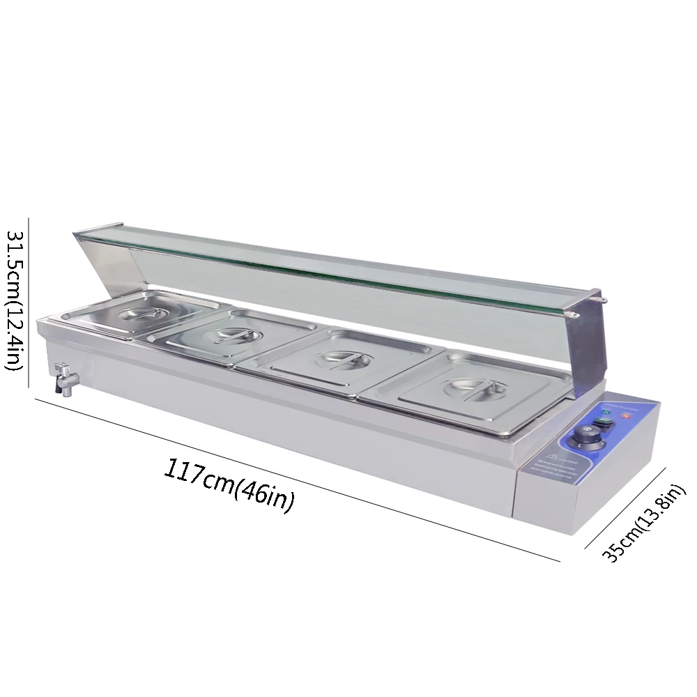 4 горшки Коммерческая электрическая Байн-Мари насоса открытая Еда теплые Countainer общественного питания