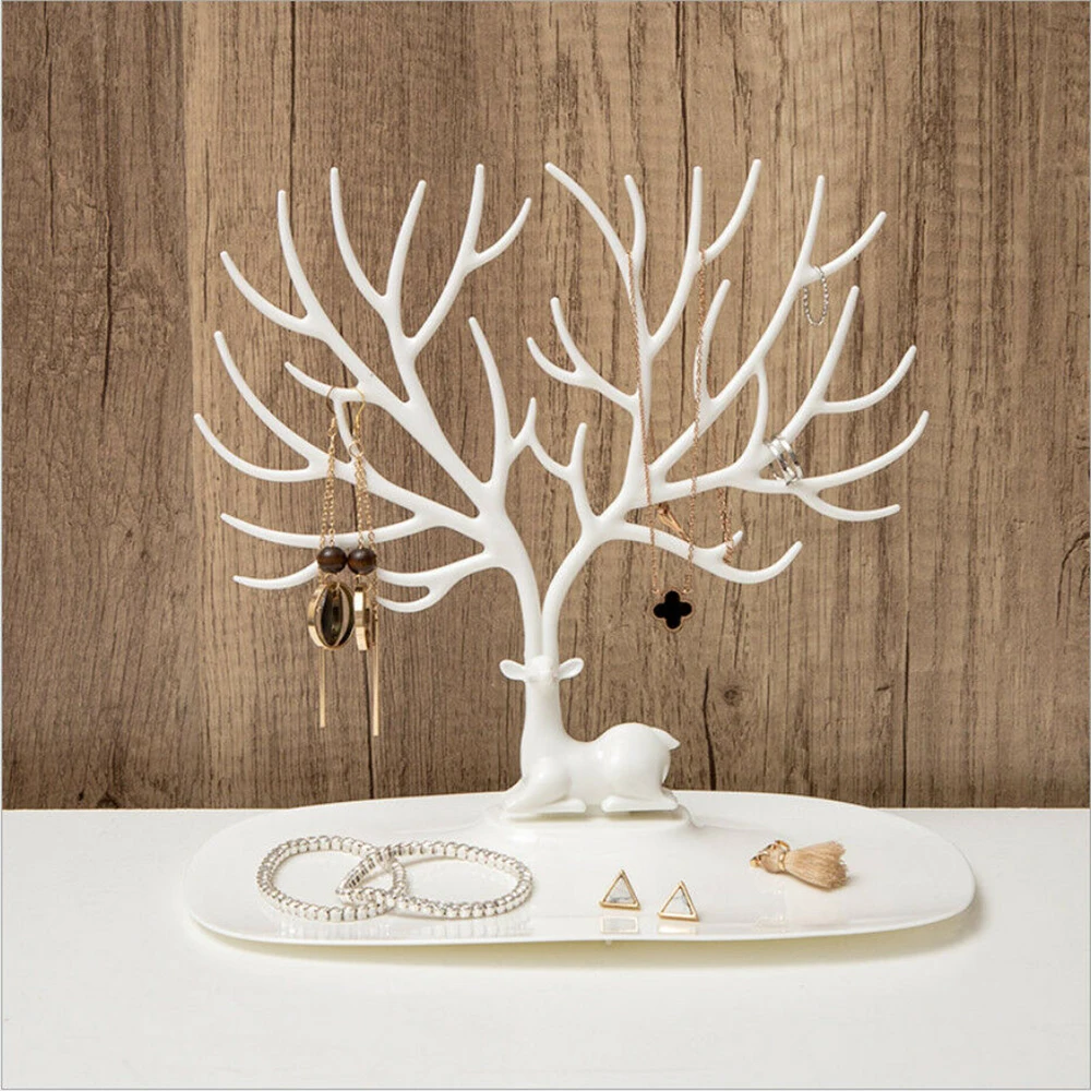 

Hot Deer Earrings Necklace Ring Pendant Bracelet Jewelry Display Stand Tray Tree Storage Racks Organizer Holder Show Rack