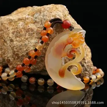 

Exquisite qiao color pendant Pure manual sculpture moon flower pendant tie-in bead string necklace charm female style