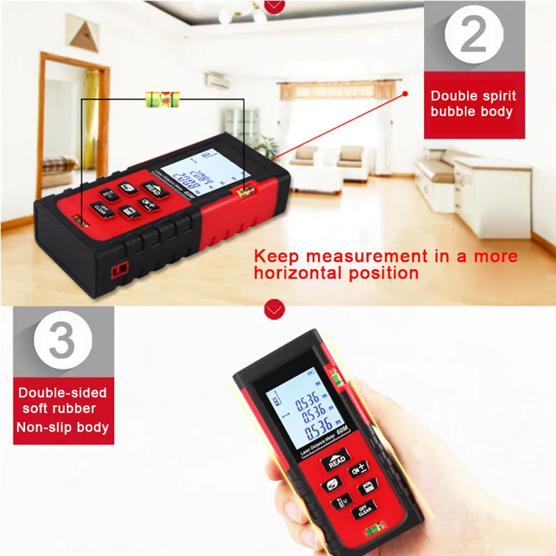 

Laser rangefinder infrared range finder electronic ruler high-precision handheld Digital laser distance meter40 60 80 100 meters