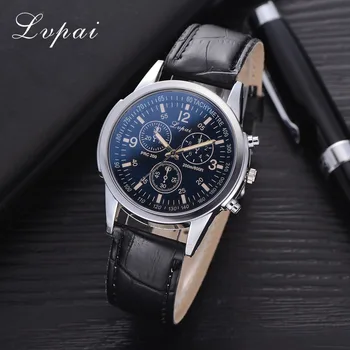 

Lvpai Brand Men's Wristwatch Fashion Simple Black Leather Strap Quartz Watch Man Sports Clock Montre Homme Drop Ship