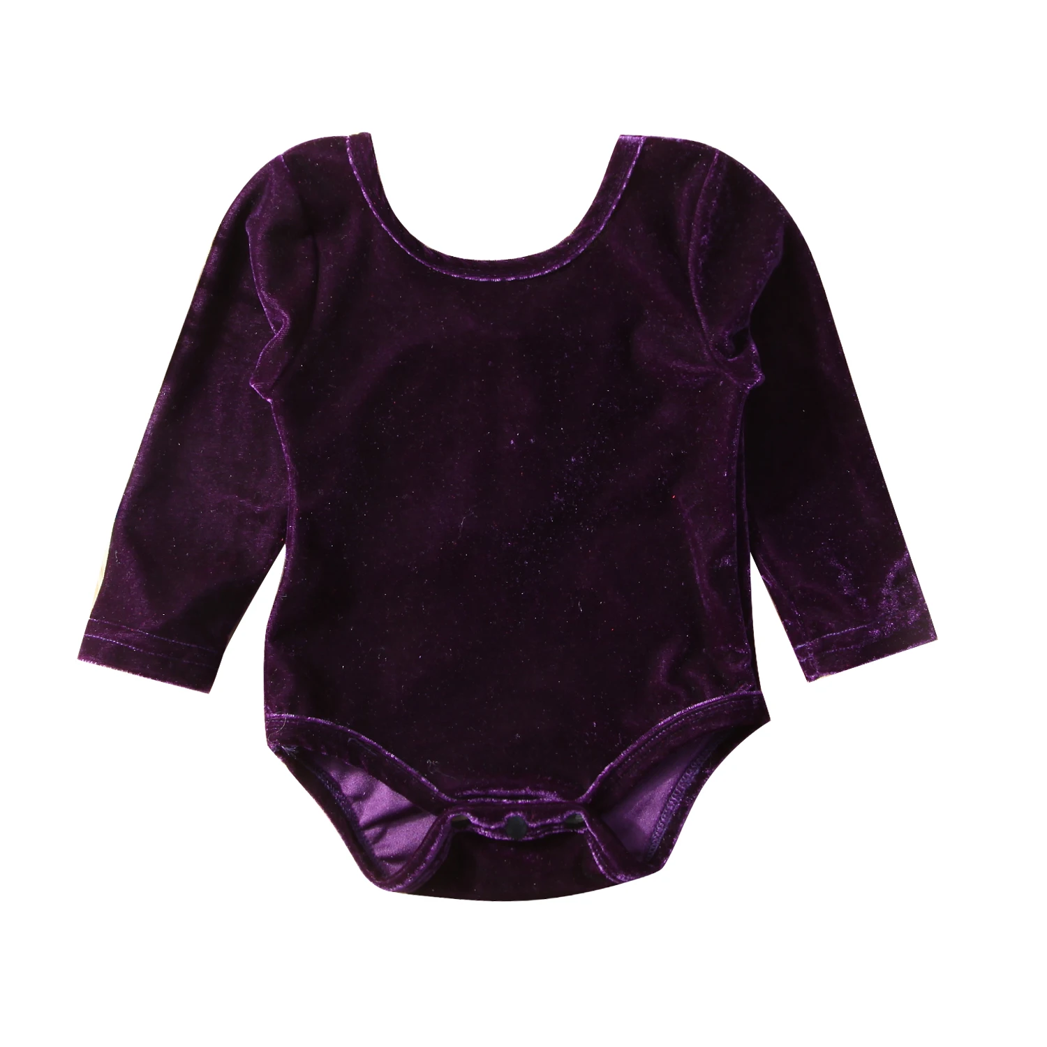 Бархатное боди с бантом и длинными рукавами для новорожденных девочек - Цвет: Фиолетовый