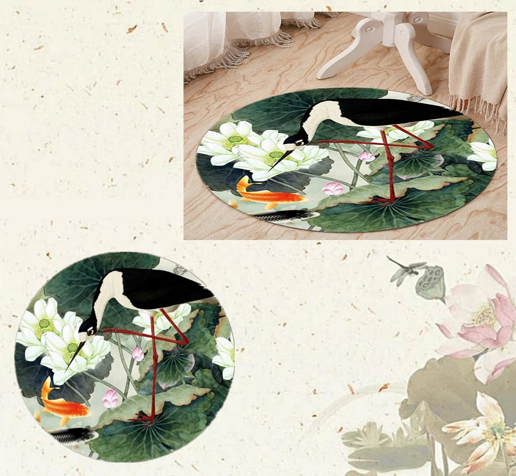 3D Пион цветок круглый ковер прикроватный коврик для спальни нескользящий коврик для ванной комнаты поворотный стул ковер коврик китайский стиль ковер с рисунком лотоса