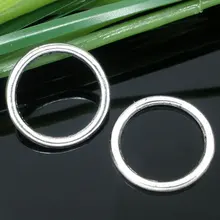 Закрытая пайка из цинкового металлического сплава, Круглые античные серебряные кольца, диаметр 16 мм(5/"), 20 шт