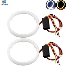1 пара белый желтый светодиод Halo Кольцо ангельские глазки головной светильник 4014 12 в автомобильный дневной ходовой светильник сигнальные лампы 60 70 80 90 100 110 120 мм