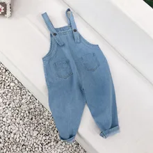 Новое поступление, джинсовый комбинезон для девочек и мальчиков, модные детские джинсовые штаны для девочек 2-7 лет