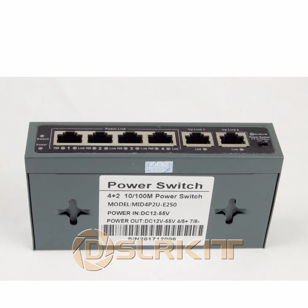 DSLRKIT 250M 6 Ports 4 PoE Switch Injector Power Over Ethernet 75W max.90W with 52V 1.85A Power Adapter