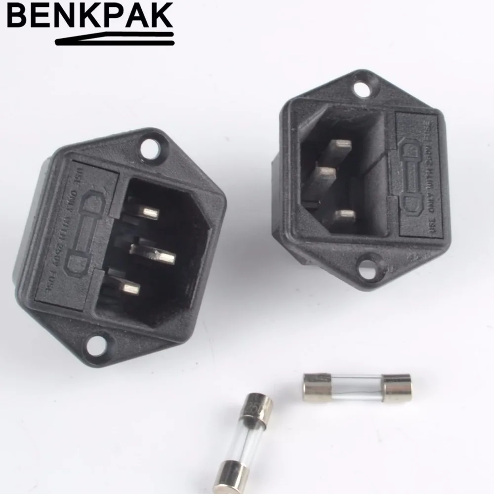 

2pcs AC Power Socket with build-in 10A fuse holder 3pins Connector