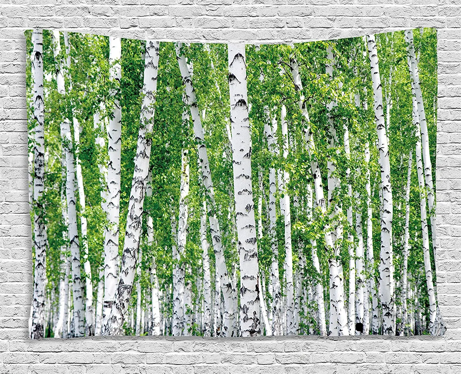 

Birch Tree Tapestry Fresh Green Leaves Summer Forest Rural Landscape Tapestry Wall Hanging for Bedroom Living Room Dorm
