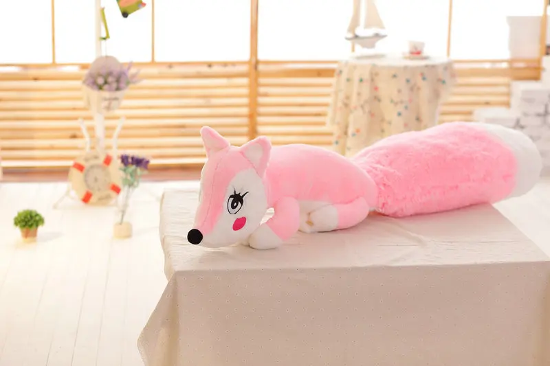 160 см милый розовый fox плюшевые игрушки сна подушку мягкая подушка лиса кукла подарок на день рождения для детей животных мягкую игрушку