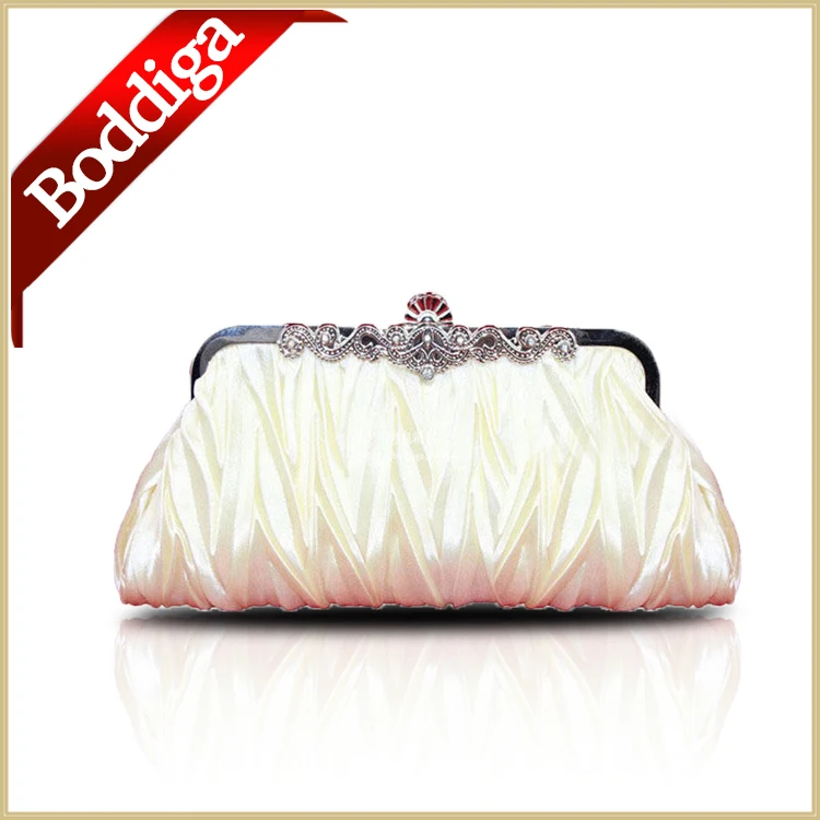 14 colors Free Shipping white clutch bag for wedding evening clutch bags Alloy Frame Lady satin ...