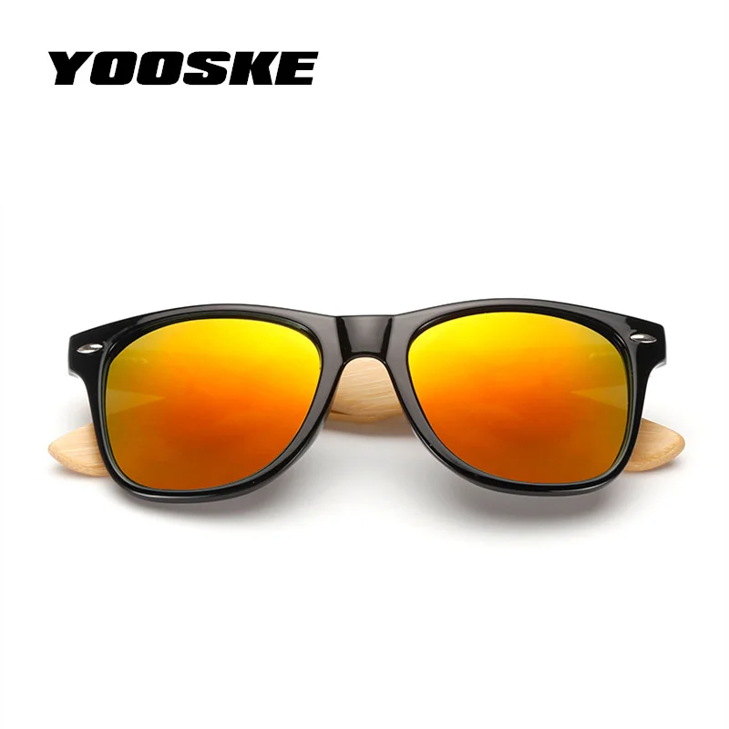 YOOSKE классические деревянные солнцезащитные очки мужские бамбуковые солнцезащитные очки женские брендовые дизайнерские ретро оригинальные деревянные очки Квадратные очки
