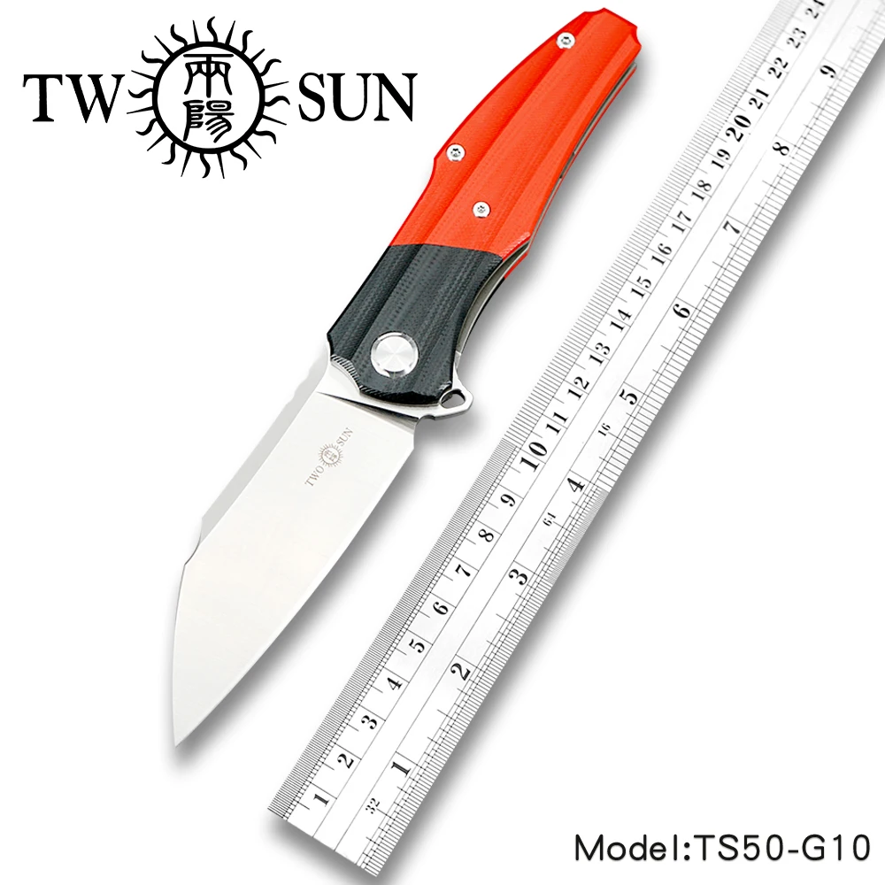 

TWOSUN D2 blade folding knife Pocket Knife tactical knife hunting knife Outdoor camping tool EDC Bearings Fast Open G10 TS50