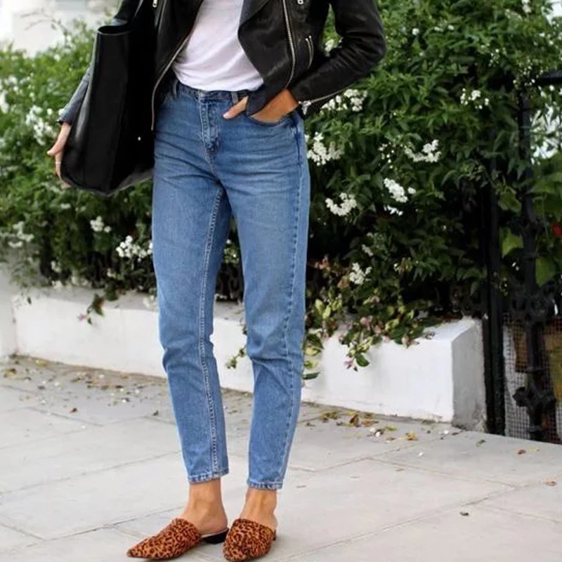 Fashion 2018 vintage style High Waist Mom Jeans Elastic casual Denim Jeans Female loose stretch Cowboy Trousers Boyfriend Jeans