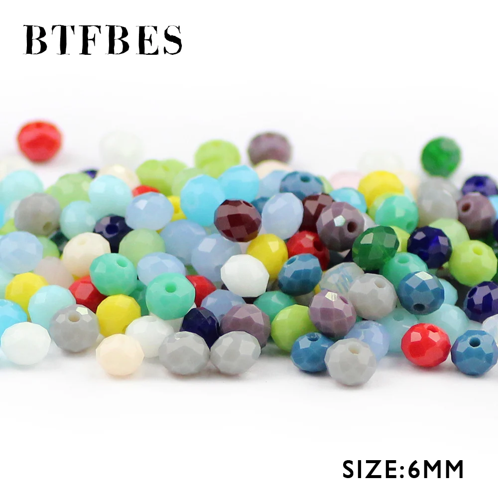 

BTFBES 6x4mm Faceted Austrian Ceramic Crystal beads AB Color 50pcs flat round loose bead for jewelry Bracelet Earring Making DIY