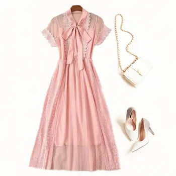 

2019 Dress Sexy Celebrity See-Through Bow Lace Women Pink Short Strapless Night Club Bandage Body con Party Dresses Wholesale