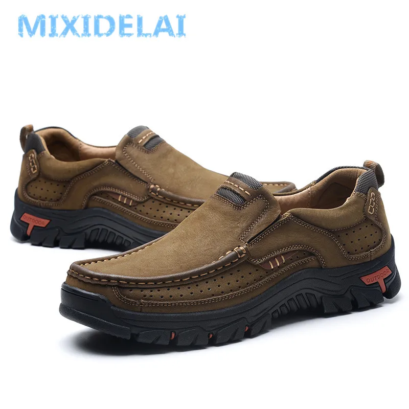 MIXIDELAI Genuine Leather Men Shoes England Trend Male Footwear Set Foot Men's Casual Outdoors Man Flats Work Shoes Large Size48