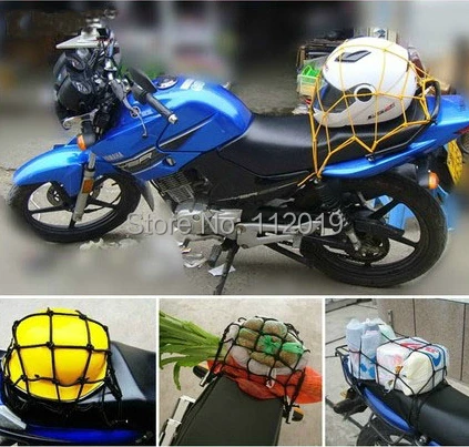 New 35x35cm Motorbike Motorcycle 6 Hooks Fuel Tank Luggage Hold down Net Mesh Web Bungee Helmet Tailstock net