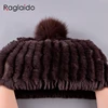 Hot Sale Knitted Pompom Hats for Women Beanies Solid Elastic Rex Rabbit Fur Caps Winter Hat Skullies Fashion Real Fur Hats 6