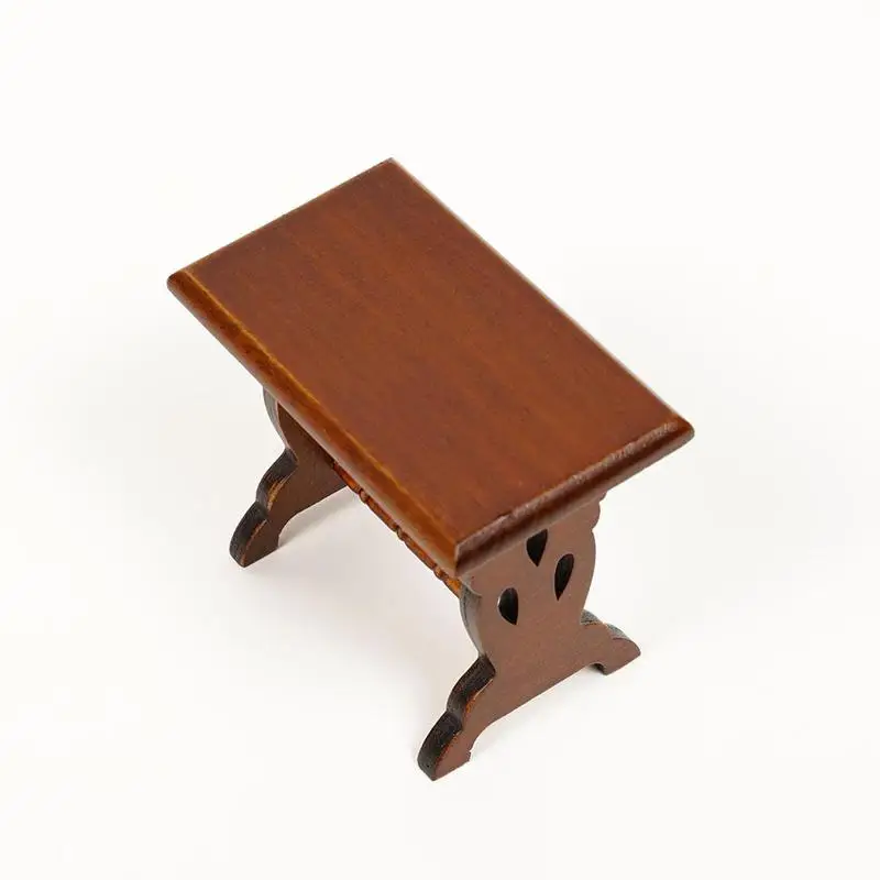 Dongzhur Miniature Dollhouse 1:12 Mini Retro Small Side Stool Mini Furniture Doll House Accessories Wood Toy House Small Bench