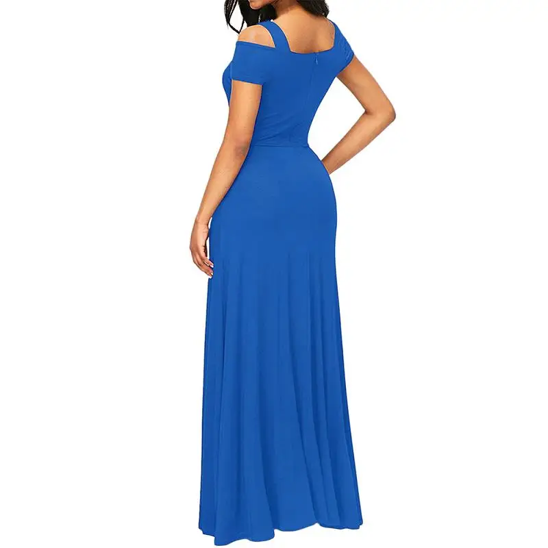 SEBOWEL 2017 Autumn Cold Shoulder Vintage Maxi Dress Women Elegant Floor Long Party Dress High Split Flare Dresses (7)
