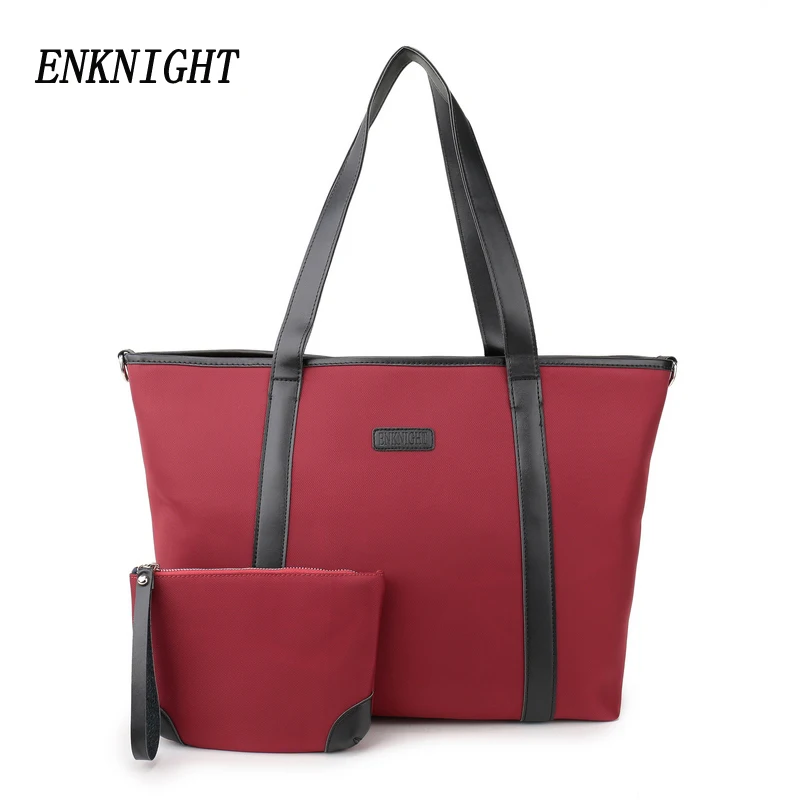 ENKNIGHT Women Nylon Waterproof Tote Shoulder Bag Larger Handle Bags