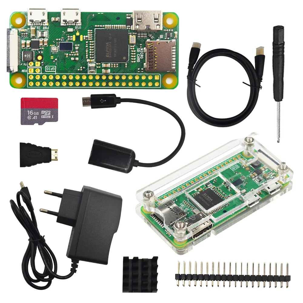 Raspberry Pi Zero W стартовый набор + акриловый чехол радиатор 2x20 pin GPIO заголовок лучше чем