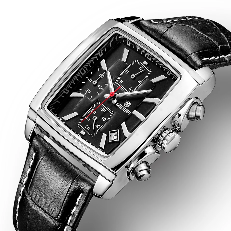 

MEGIR Creative Men Watches Sport Men's Army Military Chronograph Men Watches Square Waterproof Wrist Watch Man Relogio Masculino