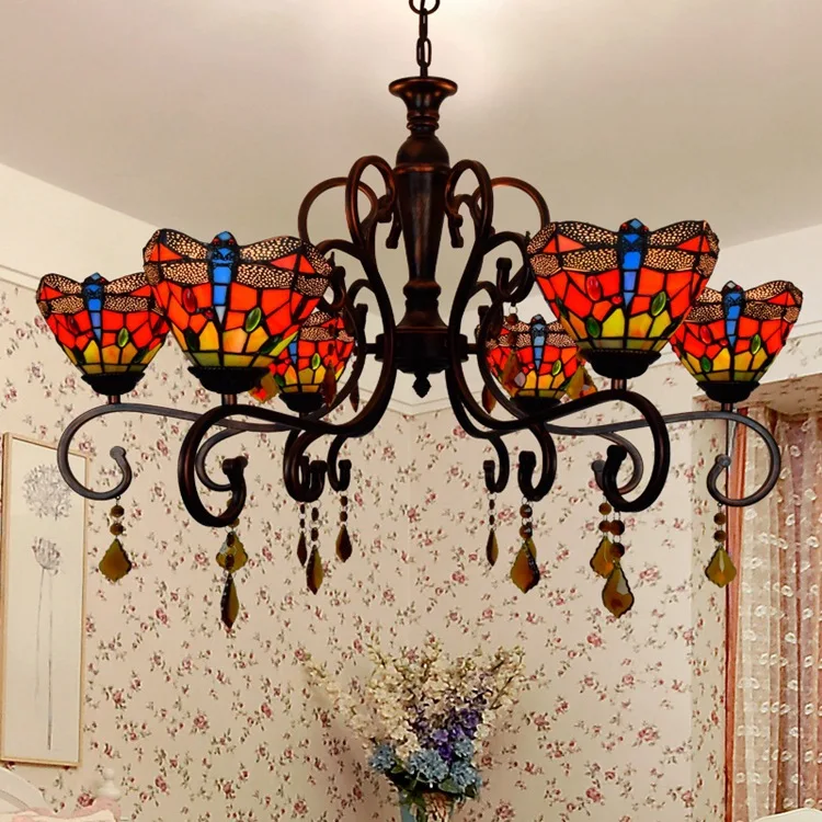 living room chandelier European style Dragonfly bedroom Crystal Lamp