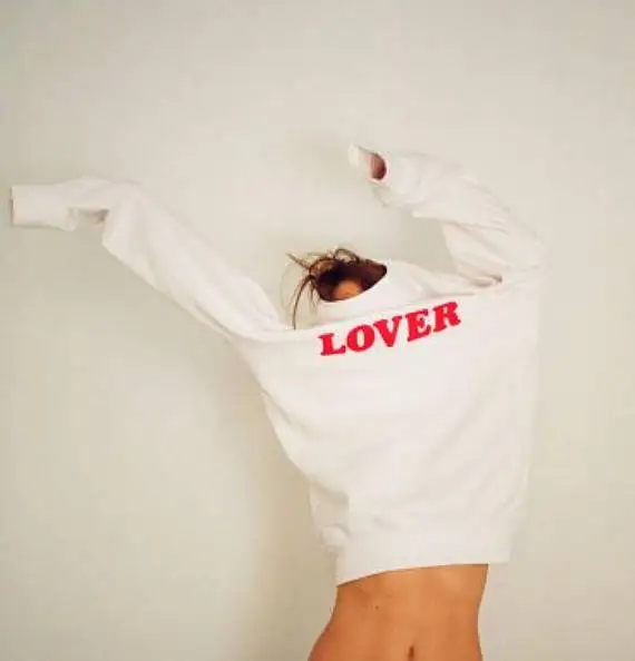 Толстовка с надписью «Lover Red»; забавные повседневные толстовки с круглым вырезом и принтом; стильные хлопковые костюмы для хипстеров с