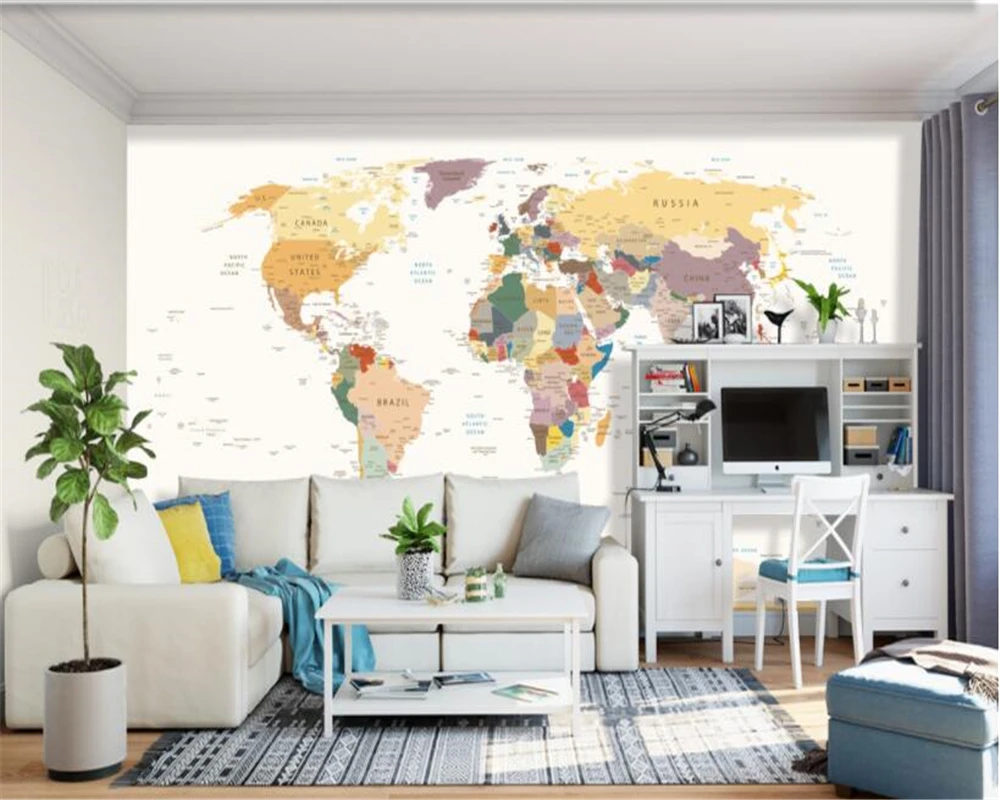 Beibehang пользовательские Обои фреска Ультра HD карта мира гостиная диван фон настенная декоративная живопись 3d обои behang