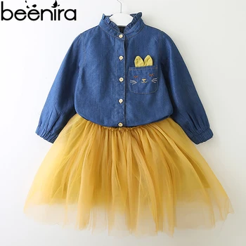 

Girls Dress 2020 New Style Kids Striped Exquisite Clothes Embroidery Dress Striped Navy Girls Clothing Autumn Children Dress