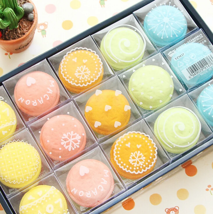 

24 pcs/lot Sweet Macaron Candy Color Eraser Rubber Eraser Primary Student Prizes Promotional Gift Stationery