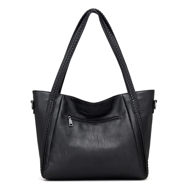  2018 brand high quality soft leather large pocket casual handbag women's handbag shoulder bag large - 32957478455