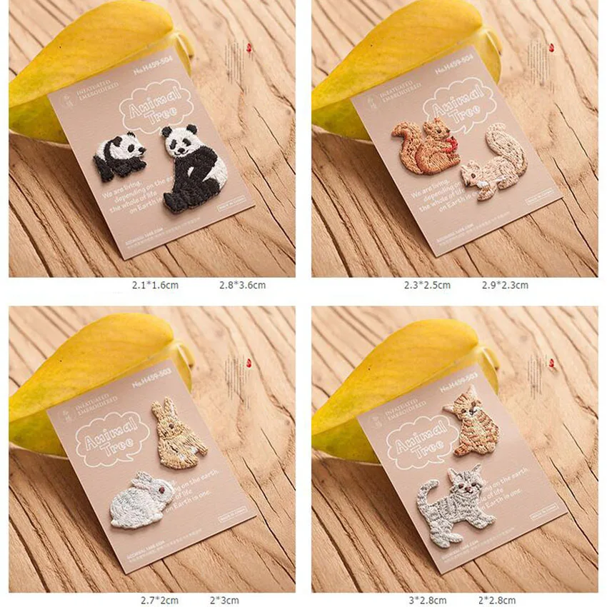 ZOTOONE Cartoon Animals Panda Dolphin Patch A Pair Of Rabbit Cat Squirrel Embroidered Patches Iron On Kids Clothes DIY Applique