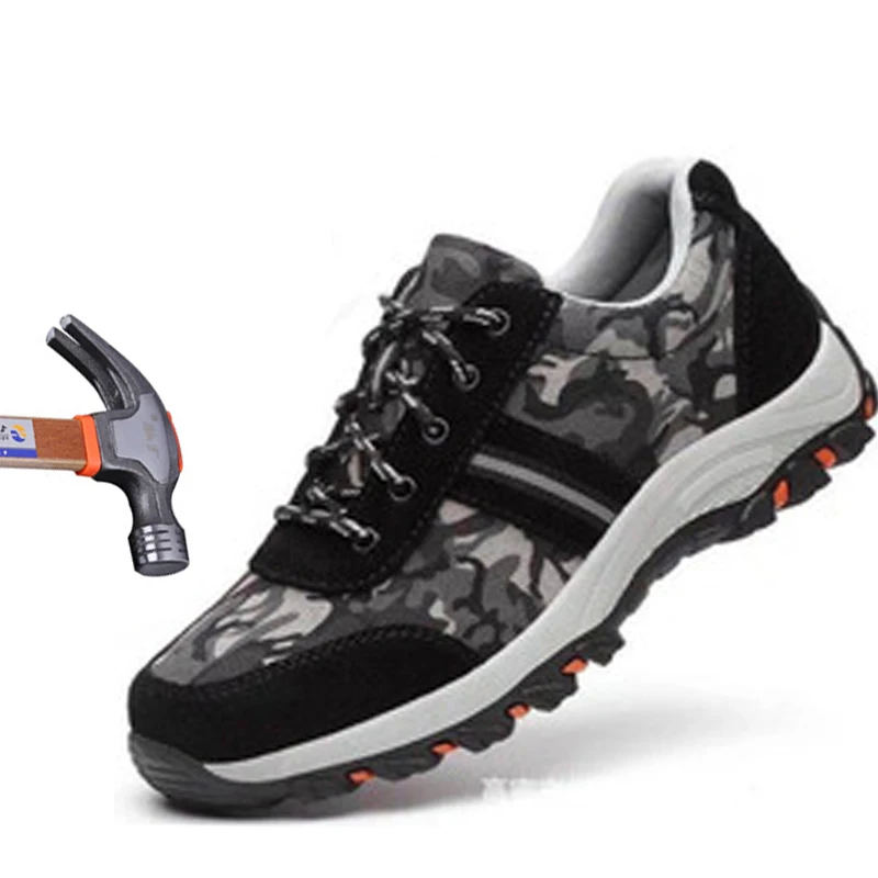 

2019 Hiking Shoes Construction Men's Outdoor Plus Size Steel Toe Cap Work Boots Shoes Men Camouflage Puncture Proof Safety Shoes
