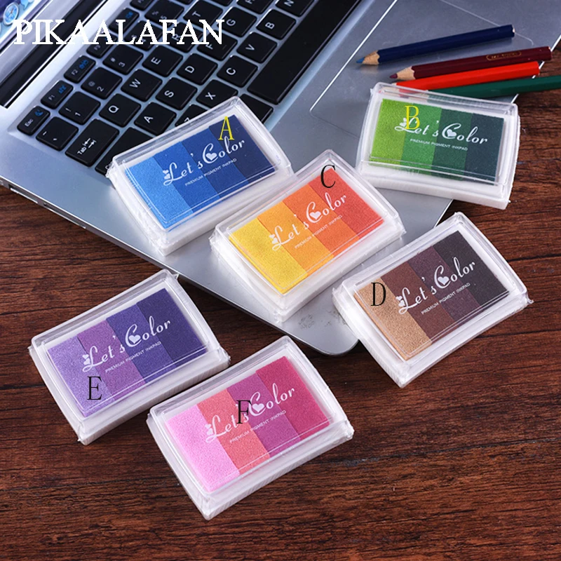 

PIKAALAFAN 5 Gradual Color Change DIY Oil Scrapbook Albums Gradient Stamp Set Ink Pad Inkpad Craft Tin DIY Stamp Toy