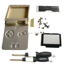 Лидер продаж, золотой цвет, полный комплект, Корпус Корпуса для GameboyAdvance SP, Крышка корпуса с кнопками, винты, игровая консоль, подарки для мальчиков