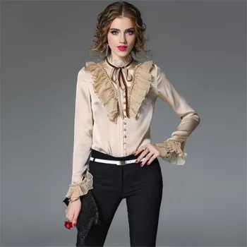 

Merry Pretty 2019 New High Quality Luxury Blouse Shirt Women OL Elegant Ruffles Bow Petal Long Sleeve Ladies' Chiffon Blouses