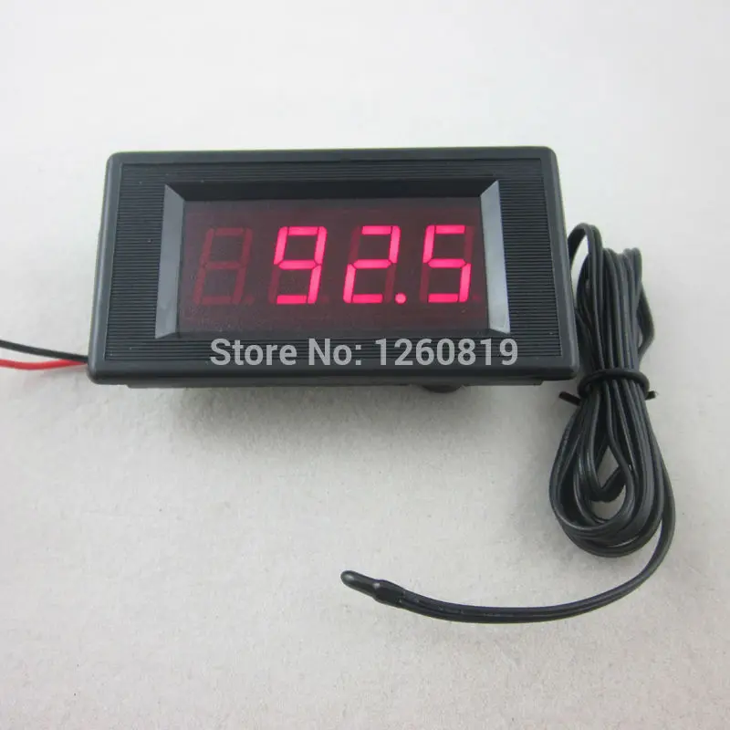 

DC 12V Red Fahrenheit degree Digital Thermometer High Low Alarm -76~257F Temperature with Temp Probe Sensor B3950 10K
