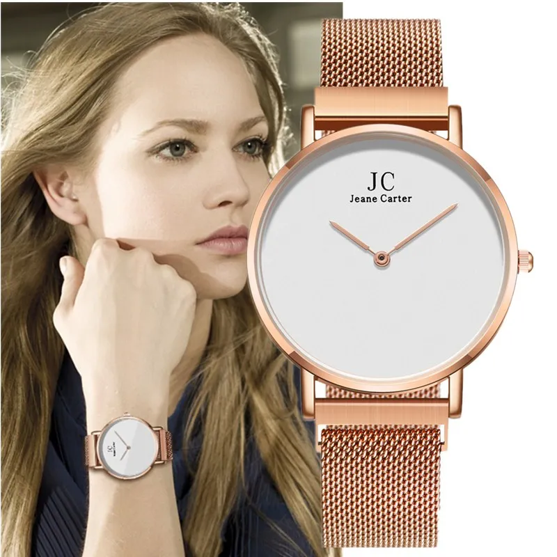 

Dropshipping Women Stainless Steel Simple Dial Wristwatches Casual Fashion Luxury Strap Quartz Watches Relogio Feminino