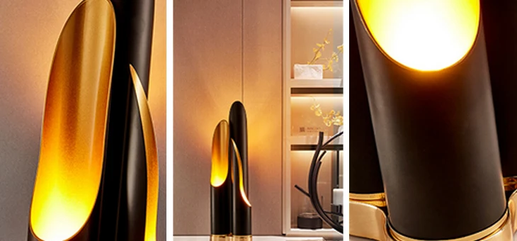 Модная роскошная дизайнерская настольная лампа черного и золотистого цвета 3 алюминиевых коническая труба светодио дный настольная лампа исследование спальня стол отель декорированная настольная лампа