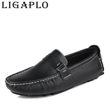 guys flats brand-new highest Genuine Leather casual shoes Soft male Loafers Comfortable Driving moccasins Men’s Shoes