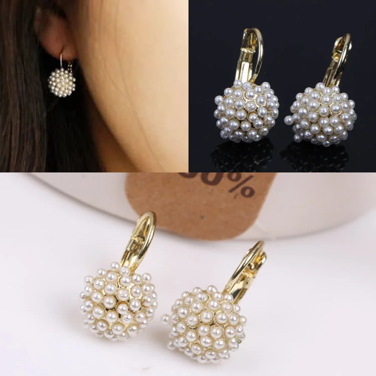 

2017 Newly Arrival Fashionable And Beautiful Ball Shaped Simulated Pearl Earrings EAR-0152