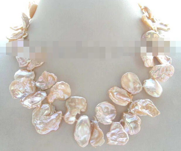 

Miss charm Jew1067 Natural Pink Reborn Keshi Petal Pearl Necklace 14KGP (A0322)