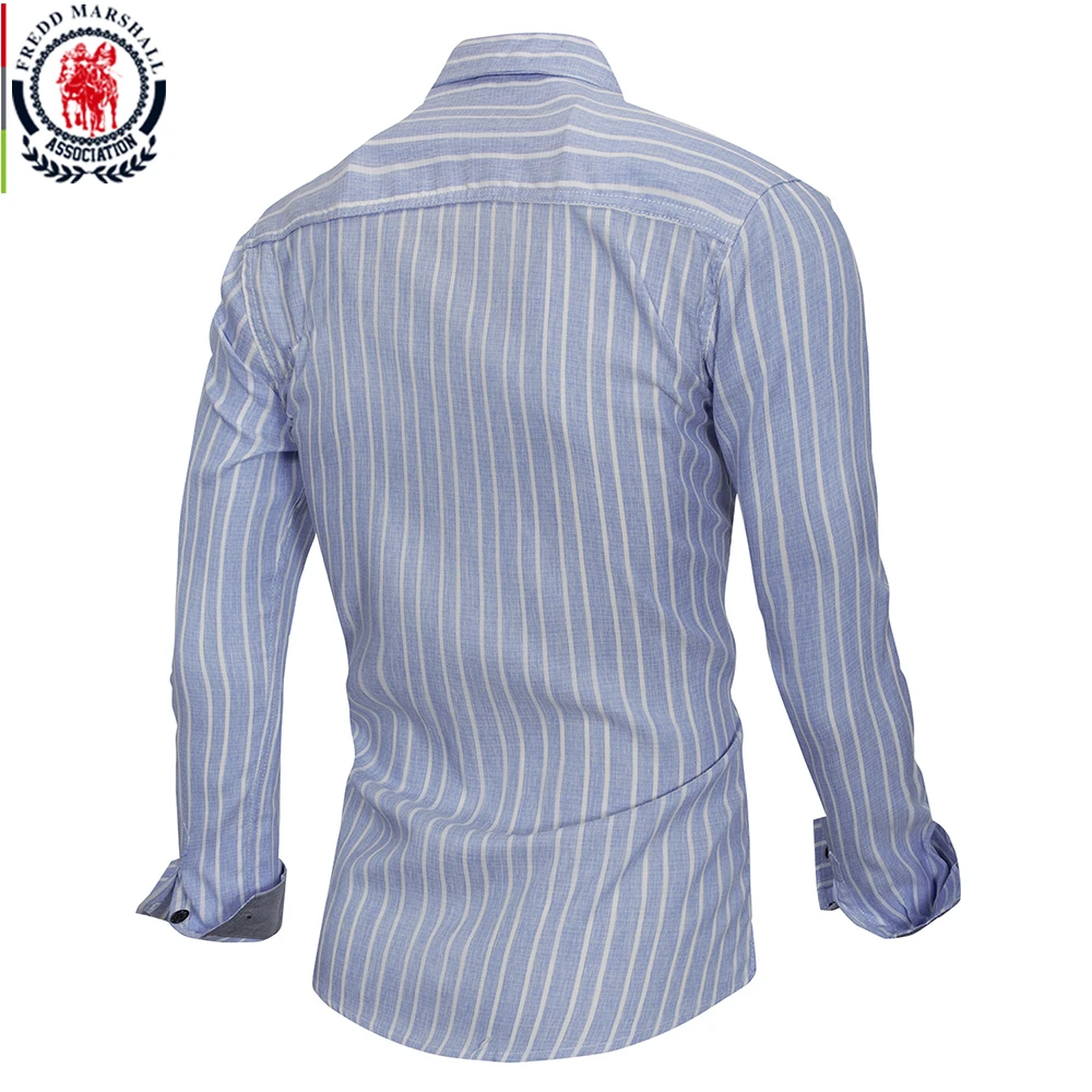 FREDD MARSHALL, новая мода, полосатая Мужская рубашка с принтом, хлопок, рубашка с длинным рукавом, Повседневная деловая рубашка FM165