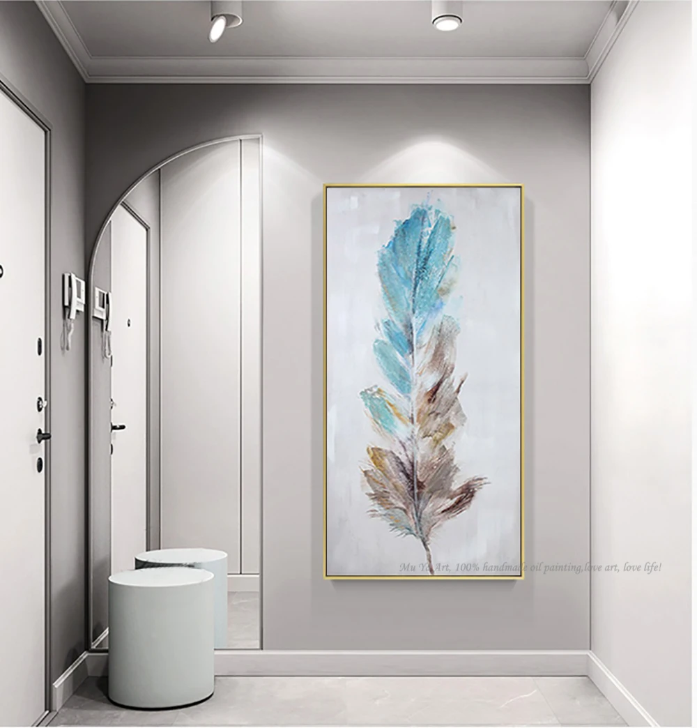 

Hand painted canvas oil painting feather wall art canvas laminas decorativas pared cuadros cuadros para el hogar para la sala